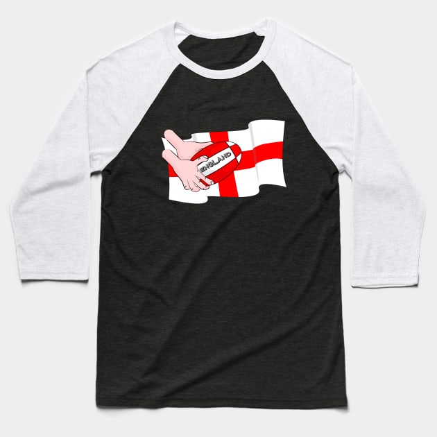 England Rugby Flag Baseball T-Shirt by mailboxdisco